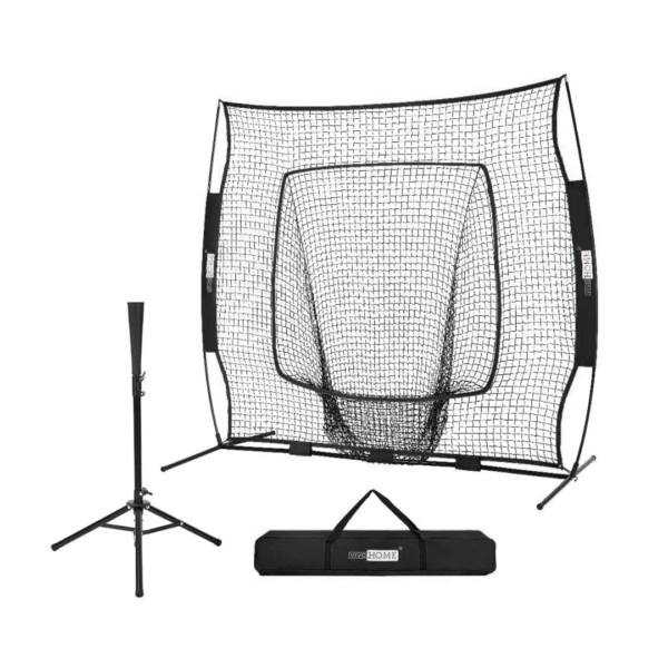 7x7Ft Baseball Softball Practice Net with Strike Zone Target Tee and Carry Bag
