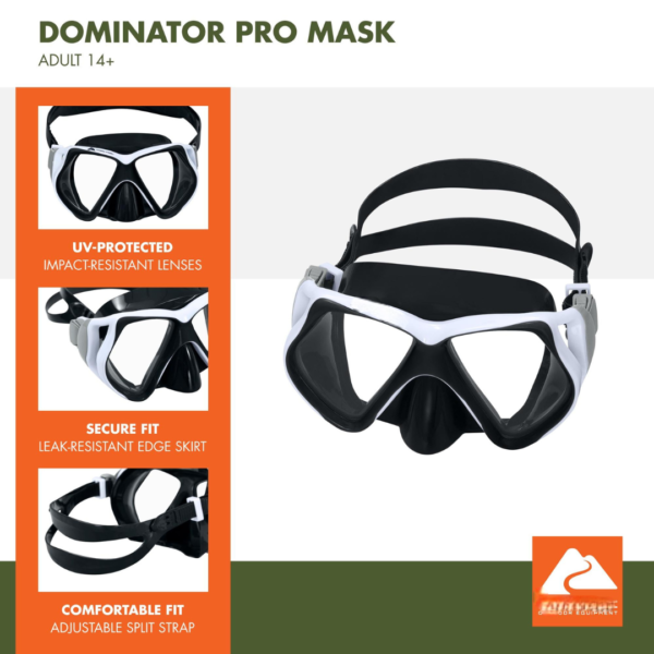 Ozark Trail Dominator Pro Adult 14+ Dry Snorkel Mask, Black - Image 2