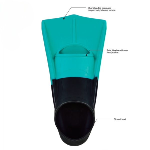 Athletic Works Adult Short Blade Silicone Swim Training Fin, Teal, Small - Image 3