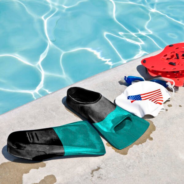 Athletic Works Adult Short Blade Silicone Swim Training Fin, Teal, Small - Image 4