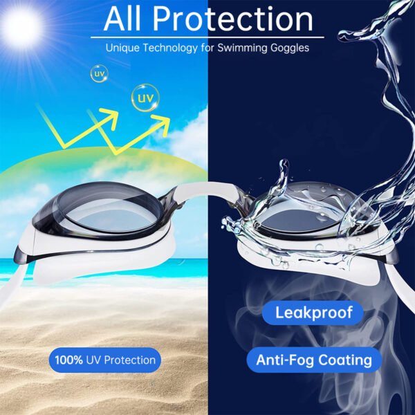 Swim Goggles 2 Pack Anti-Fog  Clear Vision Silicone Swimming Goggles - Image 3